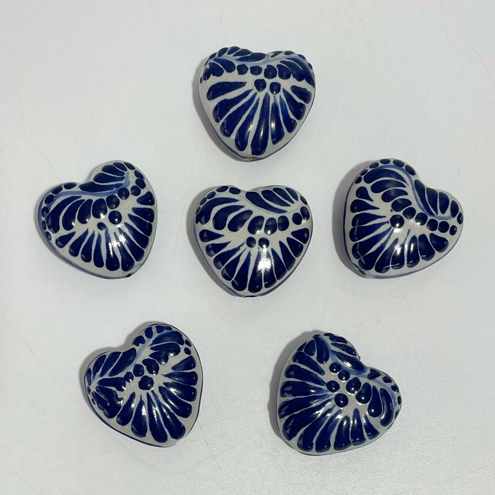 CORAZON TRIDIMENSIONAL INFLADO 3.5 CM DECORADO AZUL COBALTO
