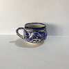 TAZA CHOCOLATERA MEDIANA AZUL CON AMARILLO