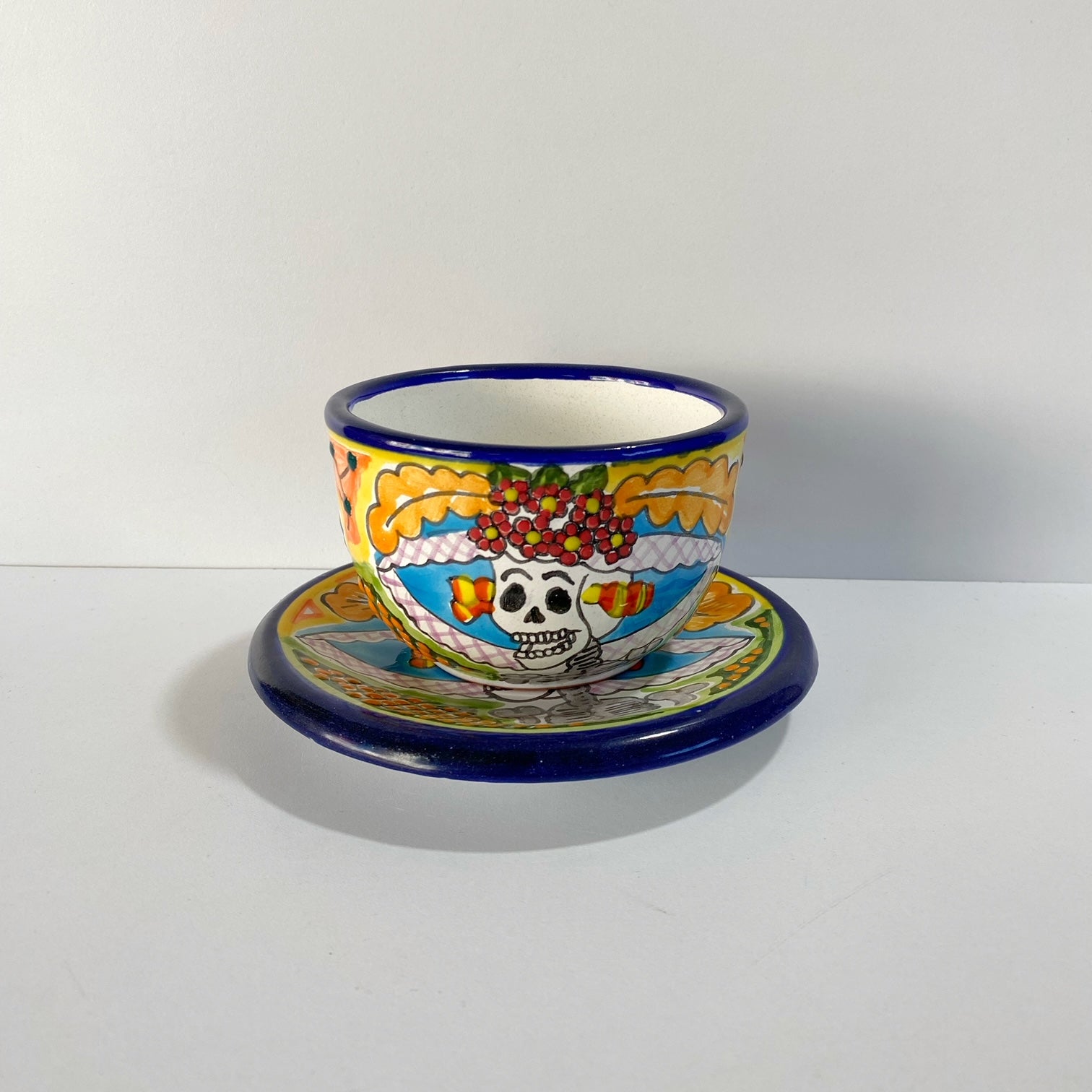 SET TAZA PARA TE Y PLATO CATRINA MULTICOLOR