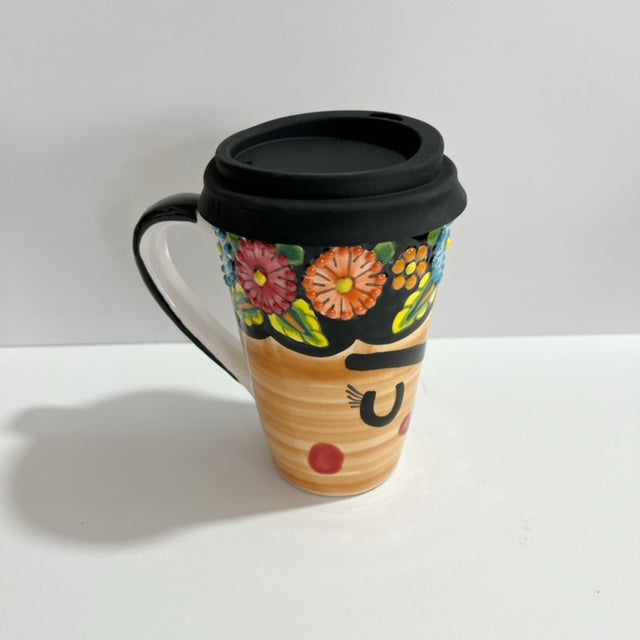 VASO DE CAFÉ CON ASA ROSTRO DE FRIDA
