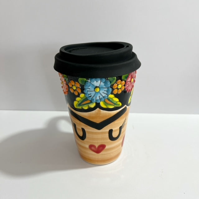 VASO DE CAFÉ CON ASA ROSTRO DE FRIDA