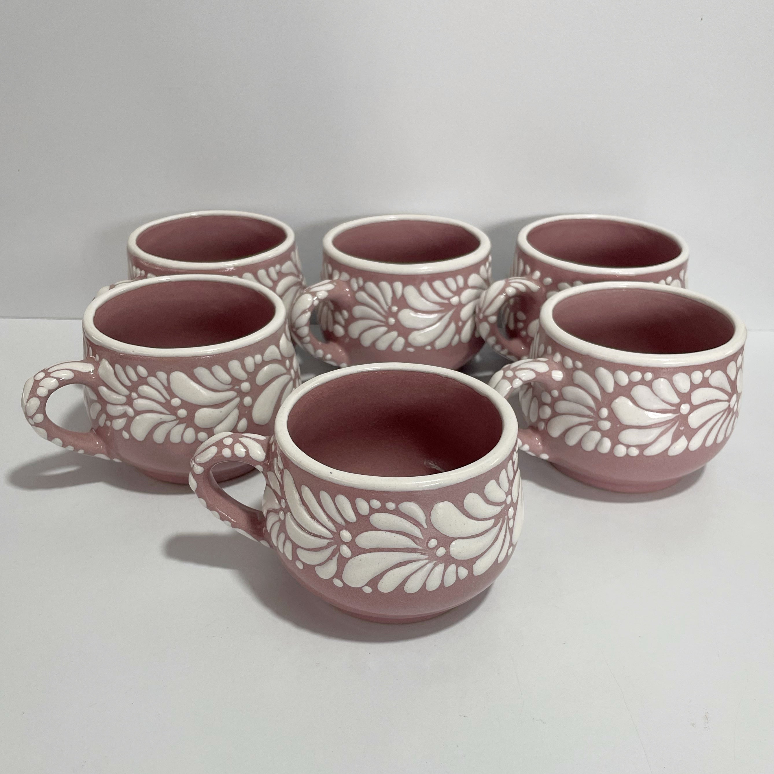 PAQUETE TAZA CHOCOLATERA MEDIANA FONDO ROSA CENEFA MIK BLANCO