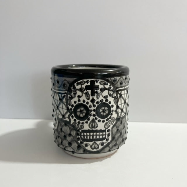 TAZA RECTA ESTANDAR BLANCO CON NEGRO CALAVERA