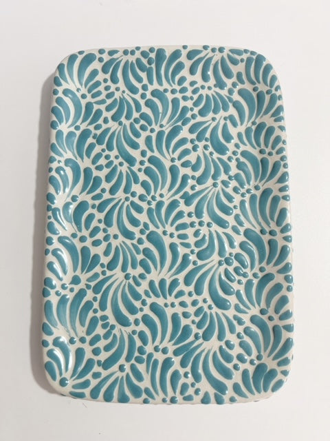 CHAROLA RECTANGULAR PLANA AZUL TURQUESA