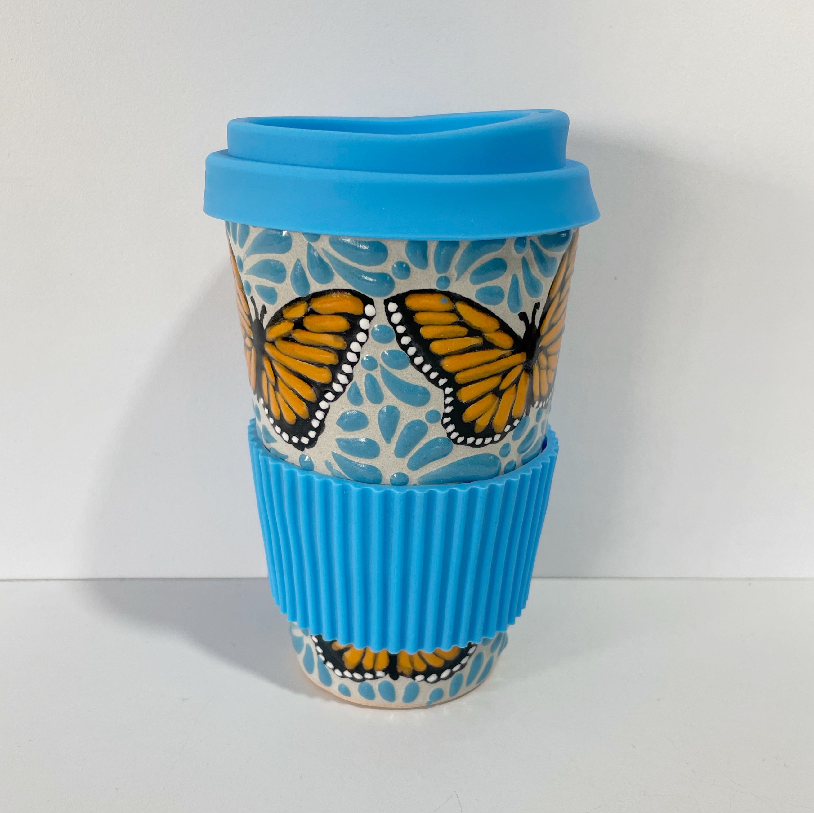 TERMO 15 CM SIN ASA FONDO TRADICIONAL MIK AZUL TURQUESA MARIPOSAS