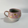 TAZA CHOCOLATERA MEDIANA FORMA CORAZON DESTELLO DE ORO FONDO TRADICIONAL CENEFA MIK ROSA