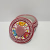 ALHAJERO TAPA BOTON FONDO TRADICIONAL DECORADO ROSA FLORES MULTICOLOR