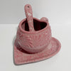 SET 3 PIEZAS TAZA FORMA CORAZON CHOCO GRANDE FONDO ROSA MIK CENEFA ROSA