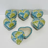 PAQUETE ALHAJERO CHICO FORMA DE CORAZON NO PERSONALIZADO FONDO TRADICIONAL MIK COMBINACION VERDE LIMON Y TURQUESA