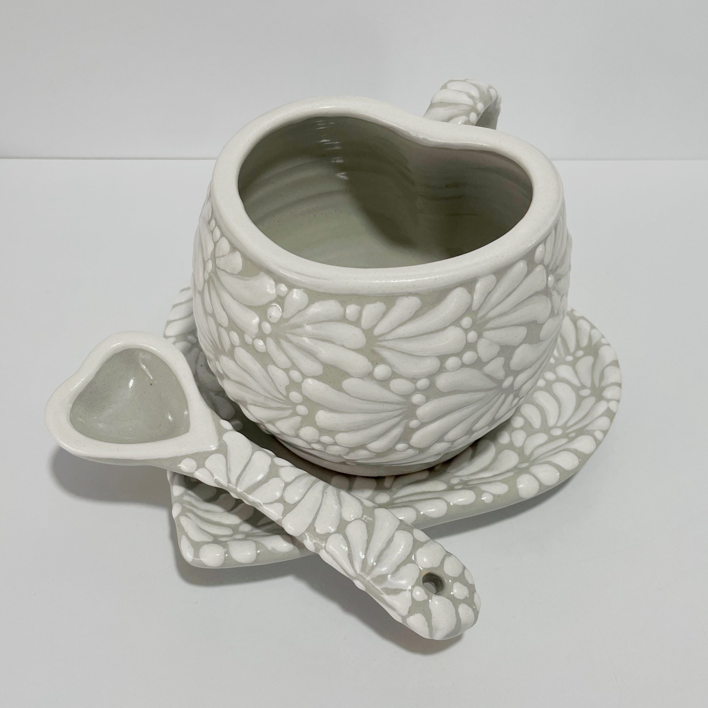 SET 3 PIEZAS TAZA FORMA CORAZON CHOCO GRANDE FONDO TRADICIONAL MIK BLANCO