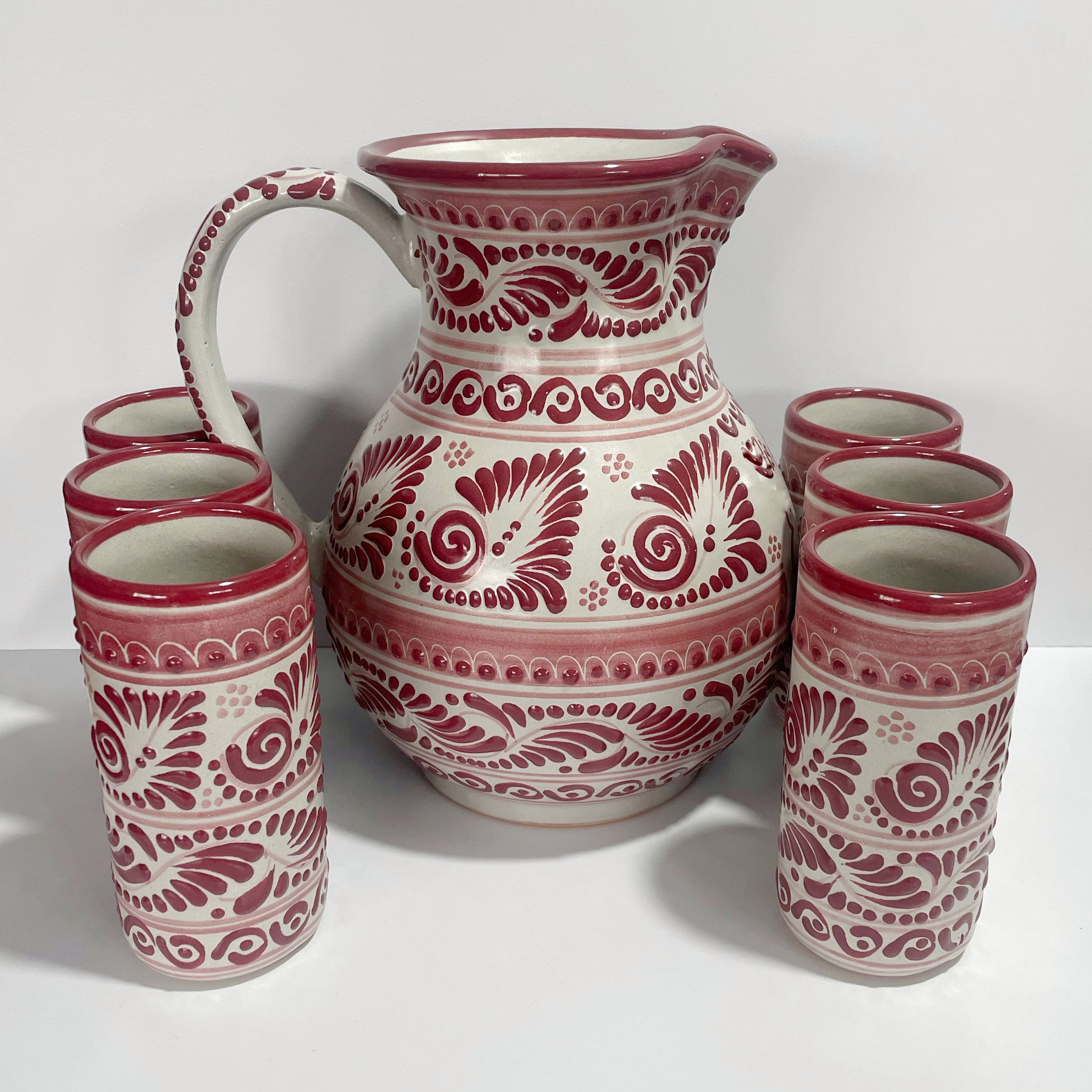 JUEGO DE JARRA CON 6 VASOS FONDO TRADICIONAL CENEFA VINO