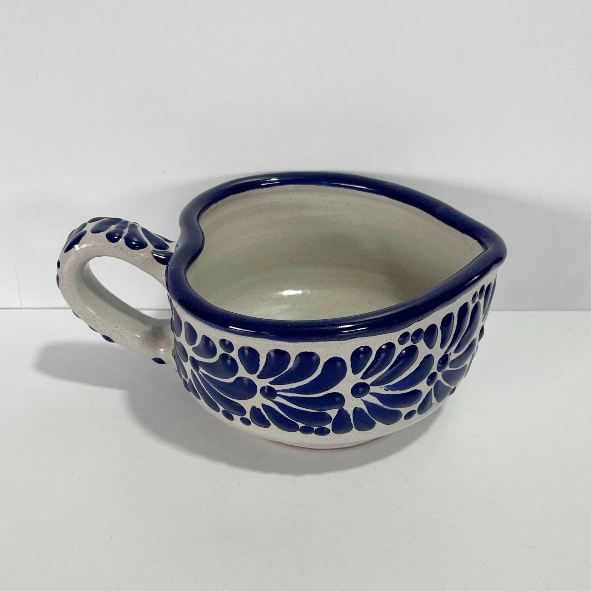 TAZA DE TÉ CORAZON BLANCO MIK CENEFA AZUL COBALTO