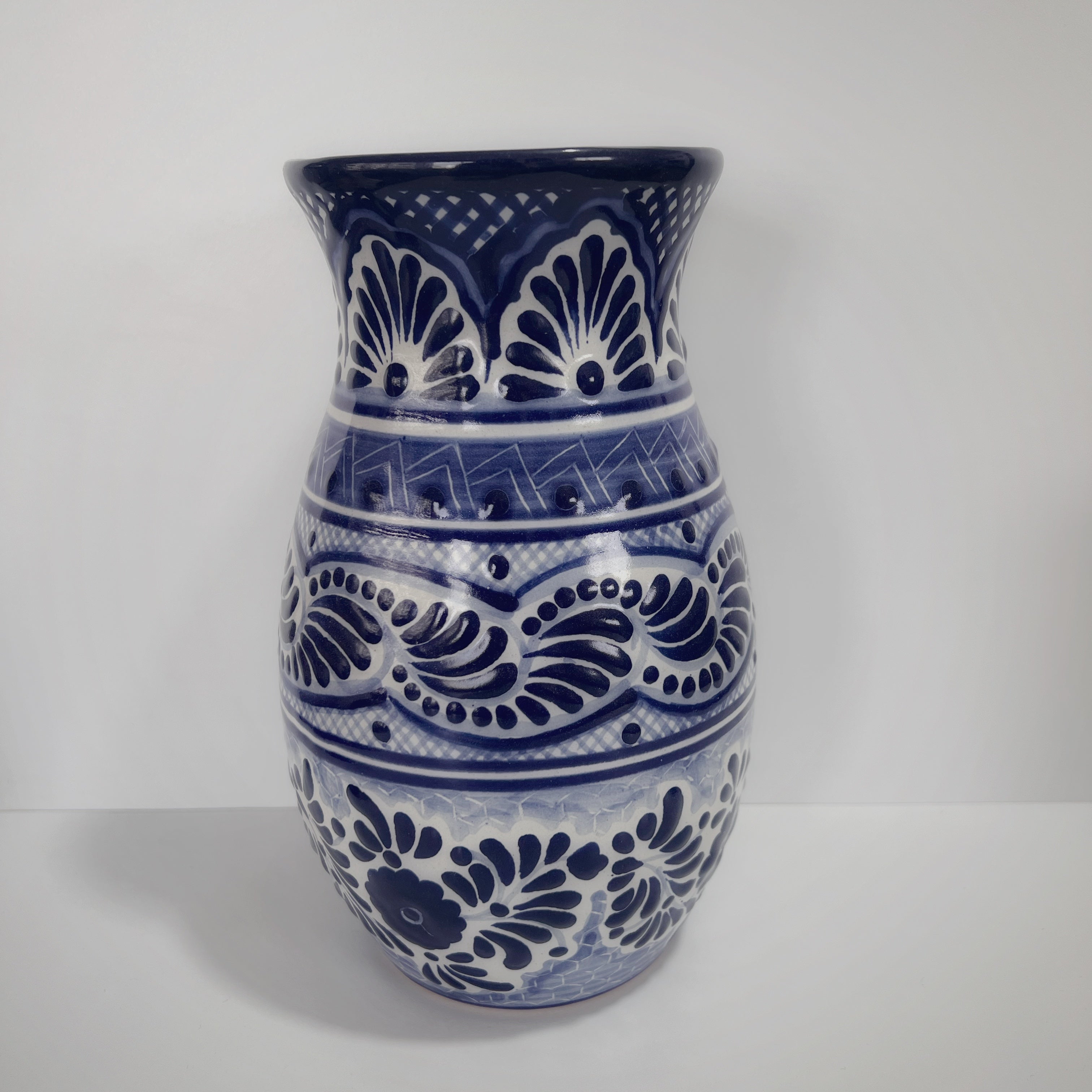 FLORERO BOLICHE 25 CM FONDO TRADICIONAL CENEFA AZUL COBALTO
