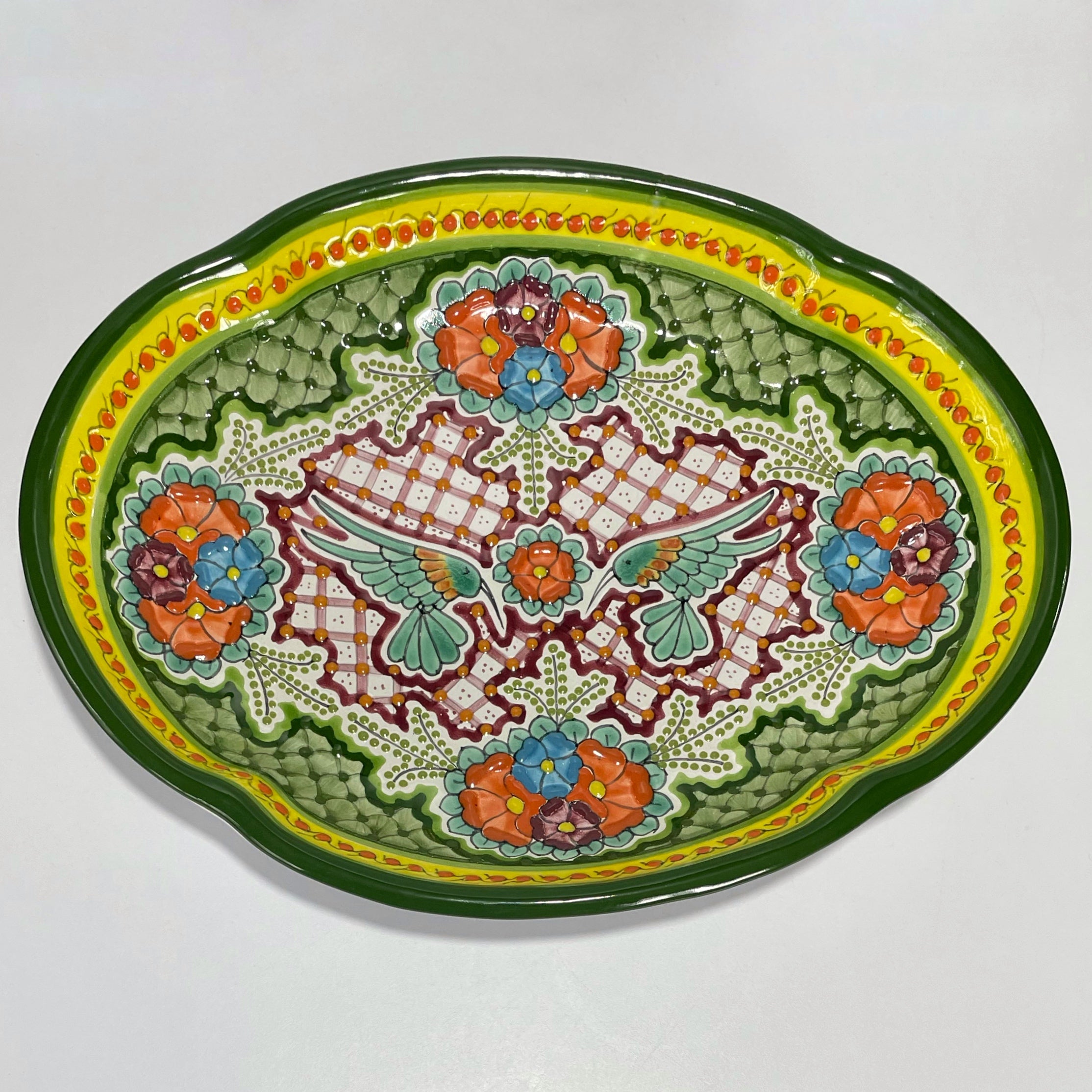 PLATON 40 CM DECORADO COLIBRI MULTICOLOR