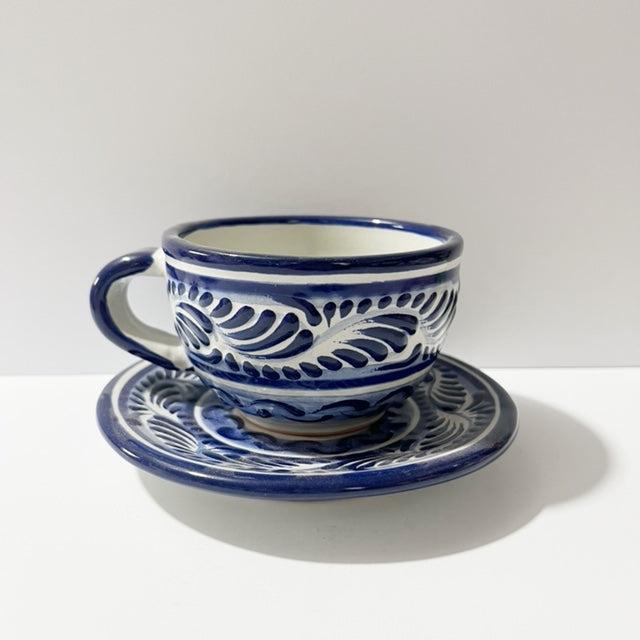 SET TAZA Y PLATO AZUL CENEFA
