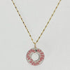 COLLAR CIRCULO DIJE 3 FONDO TRADICIONAL DECORADO ROSA CADENA DORADA