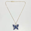 COLLAR MARIPOSA FONDO TRADICIONAL DECORADO AZUL COBALTO CADENA DORADA