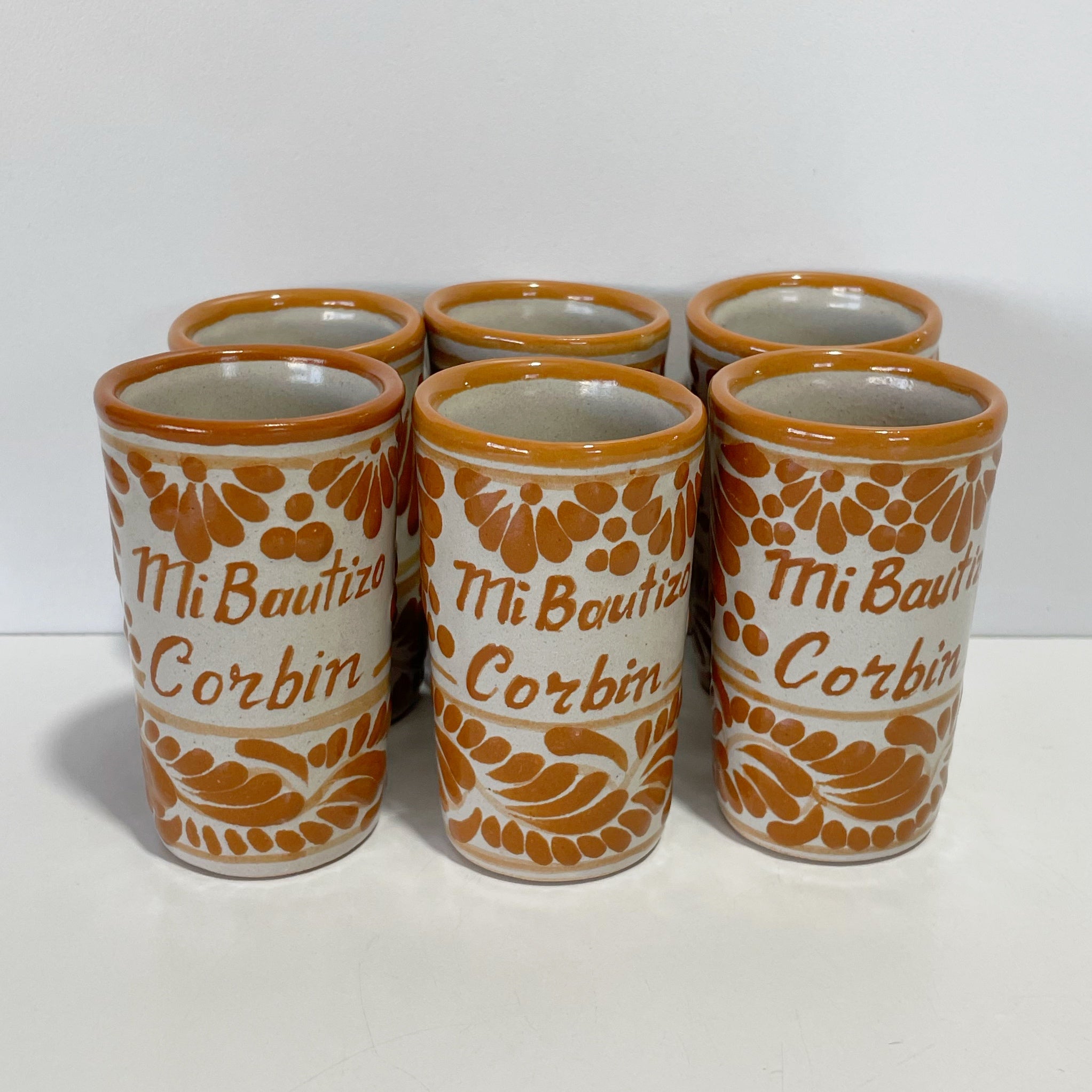 TEQUILERO PERSONALIZADO FONDO TRADICIONAL CENEFA TERRACOTA MI BAUTIZO NOMBRE