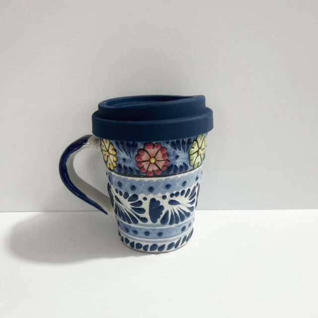 TERMO TAZA 10 CM AZUL COBALTO CENEFA FLORES – Talavera Salazar