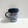 TERMO TAZA 10 CM AZUL COBALTO CENEFA FLORES