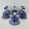 PAQUETE CAMPANA 8.5 CM NO PERSONALIZADO FLORES AZUL COBALTO