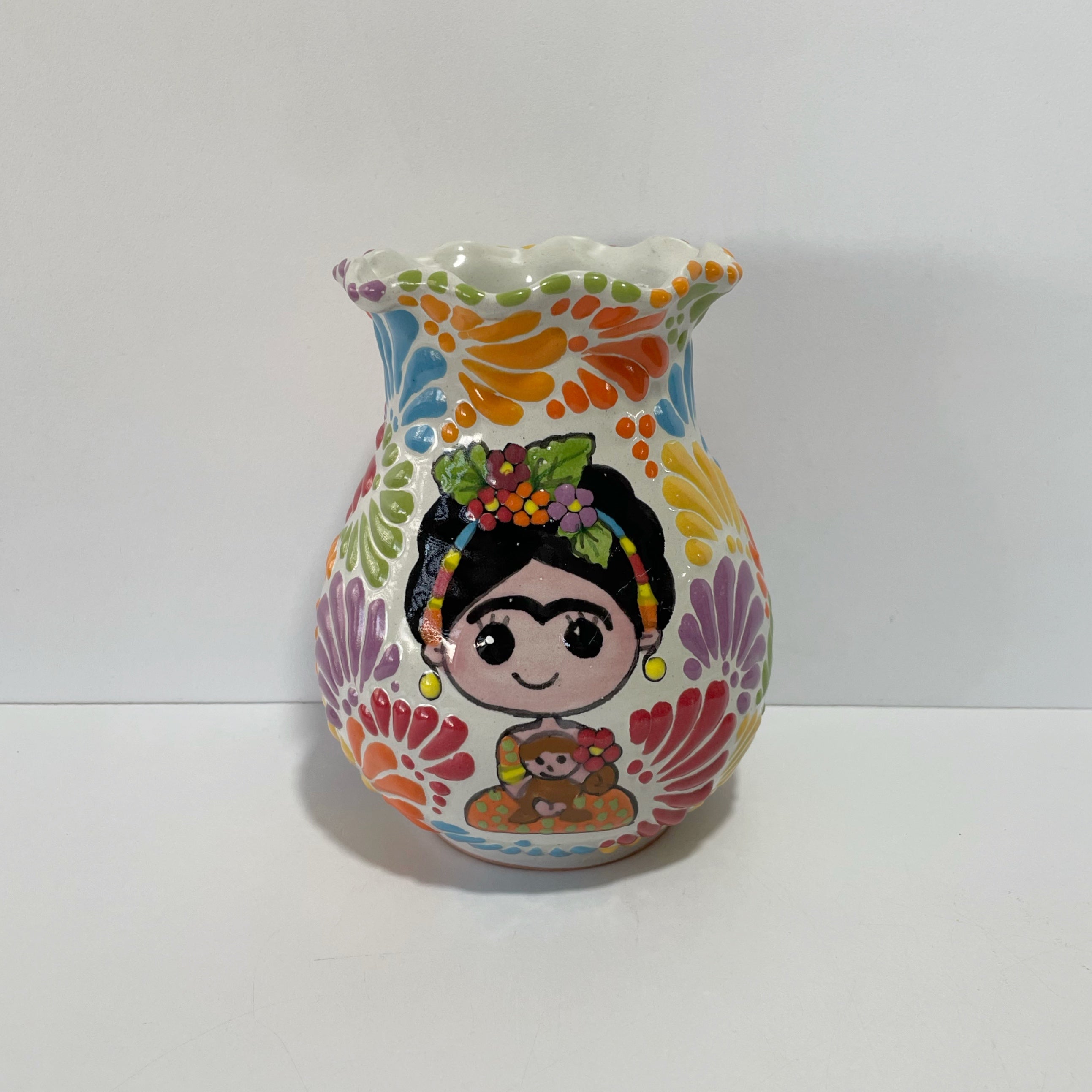 FLORERO ONDAS 15 CM FONDO TRADICIONAL MIK MULTICOLOR MEXICANITA