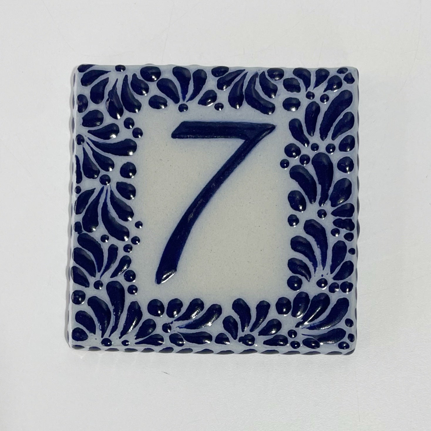 MOSAICO 10 CM NUMERO 7 PARA EXTERIOR FONDO TRADICIONAL MIK CENEFA AZUL COBALTO