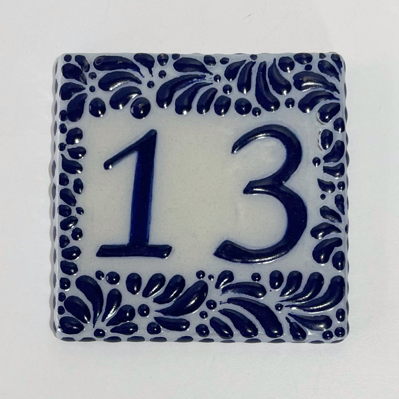 MOSAICO 10 CM NUMERO 13 PARA EXTERIOR FONDO TRADICIONAL MIK CENEFA AZUL COBALTO