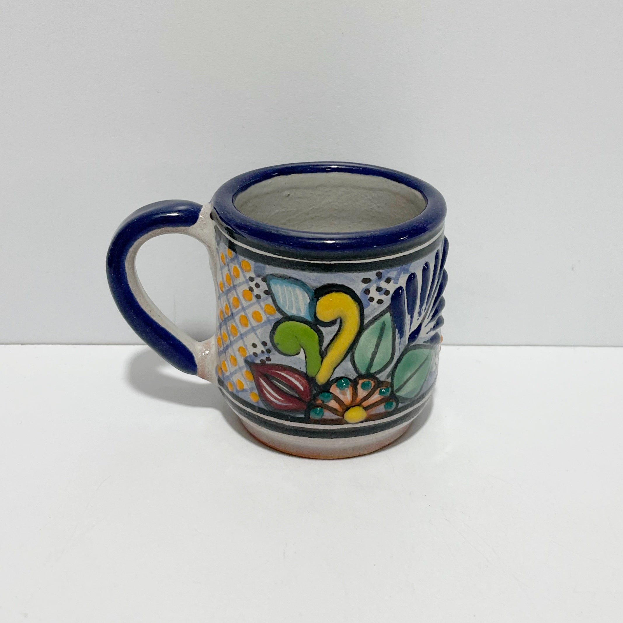 TAZA EXPRESO FONDO TRADICIONAL ESTILO PUEBLA MULTICOLOR