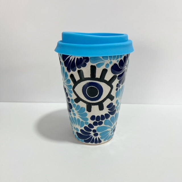 TERMO CON ASA 15 CM, AZUL OJO