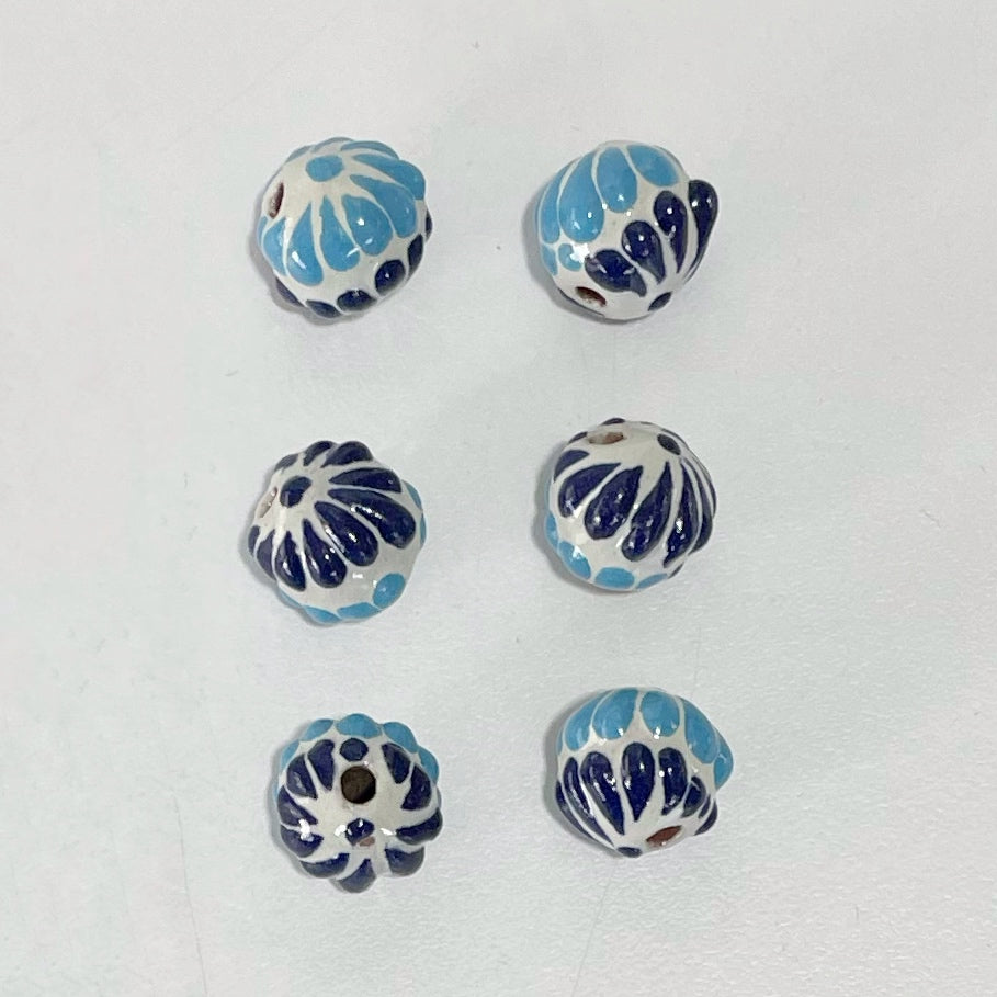 ESFERA 9 MM FONDO TRADICIONAL DECORADO COMBINACIÓN AZUL COBALTO Y TURQUESA