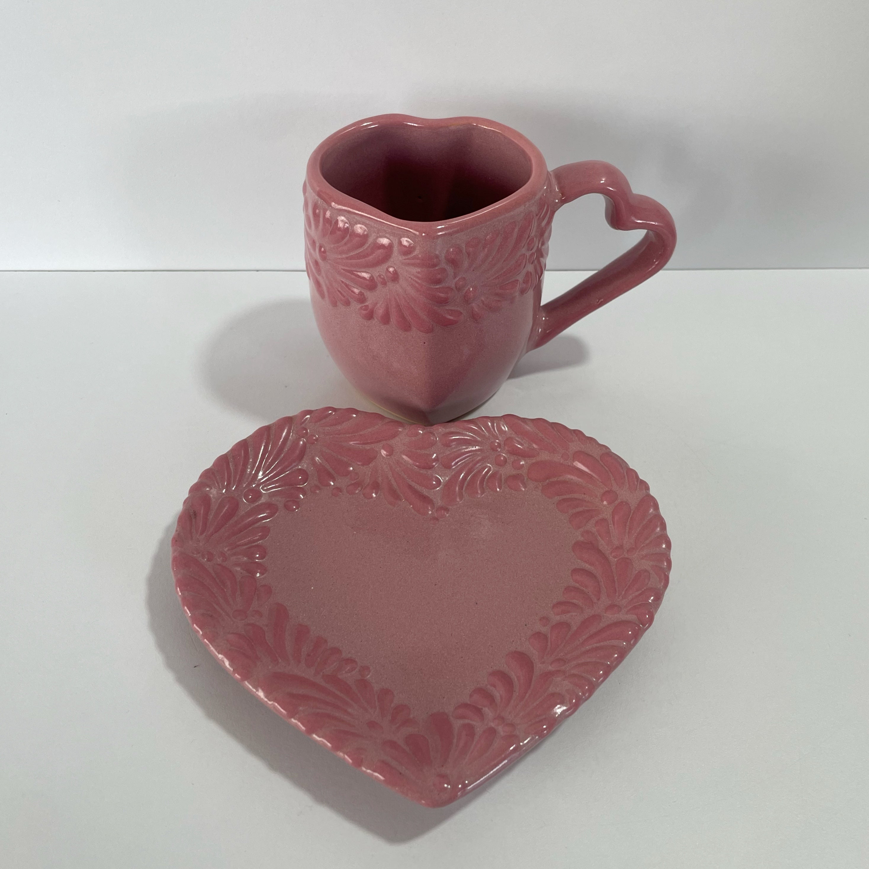SET TAZA CORAZON CON ASA DE CORAZON FONDO ROSA MIK CENEFA ROSA