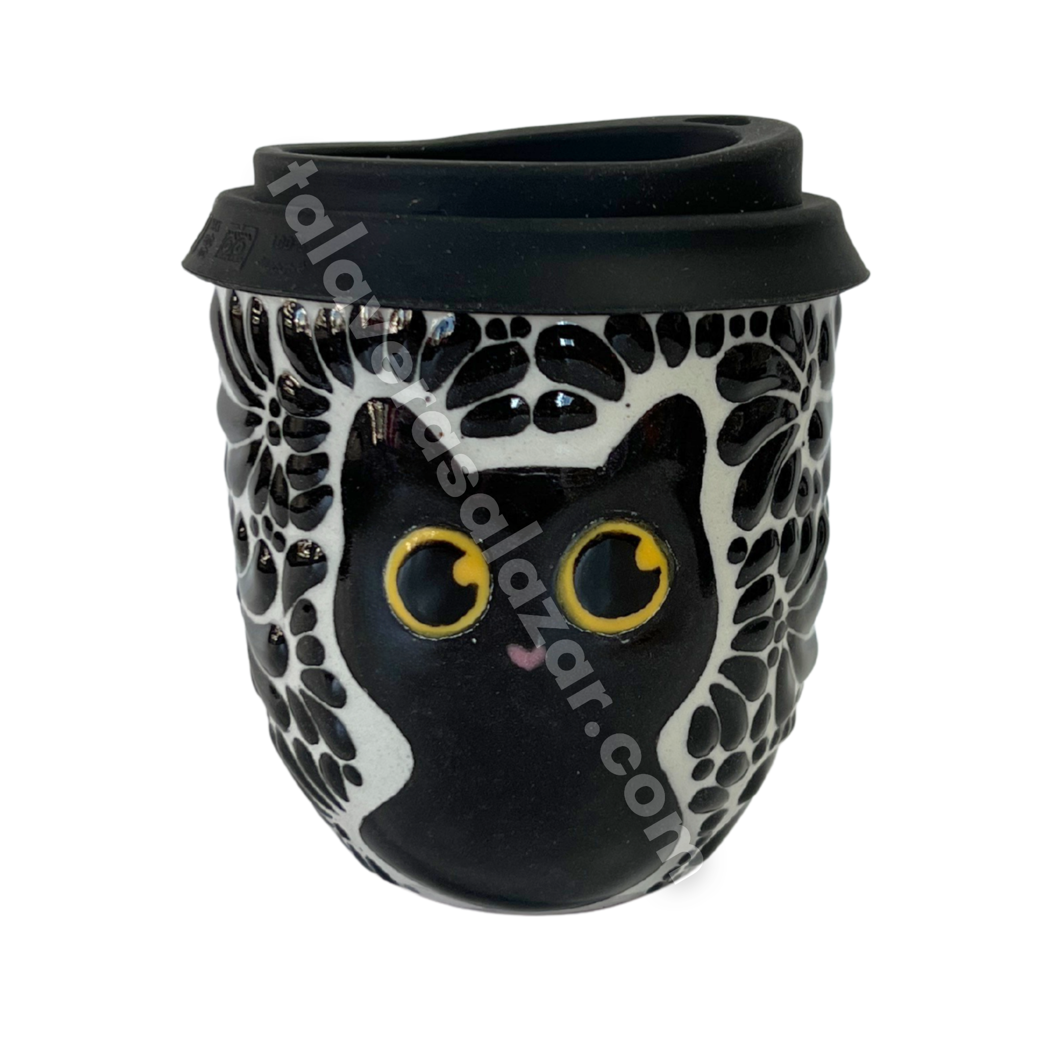 TERMO BOLITA FONDO TRADICIONAL MIK NEGRO GATO NEGRO CON OJOS AMARILLOS
