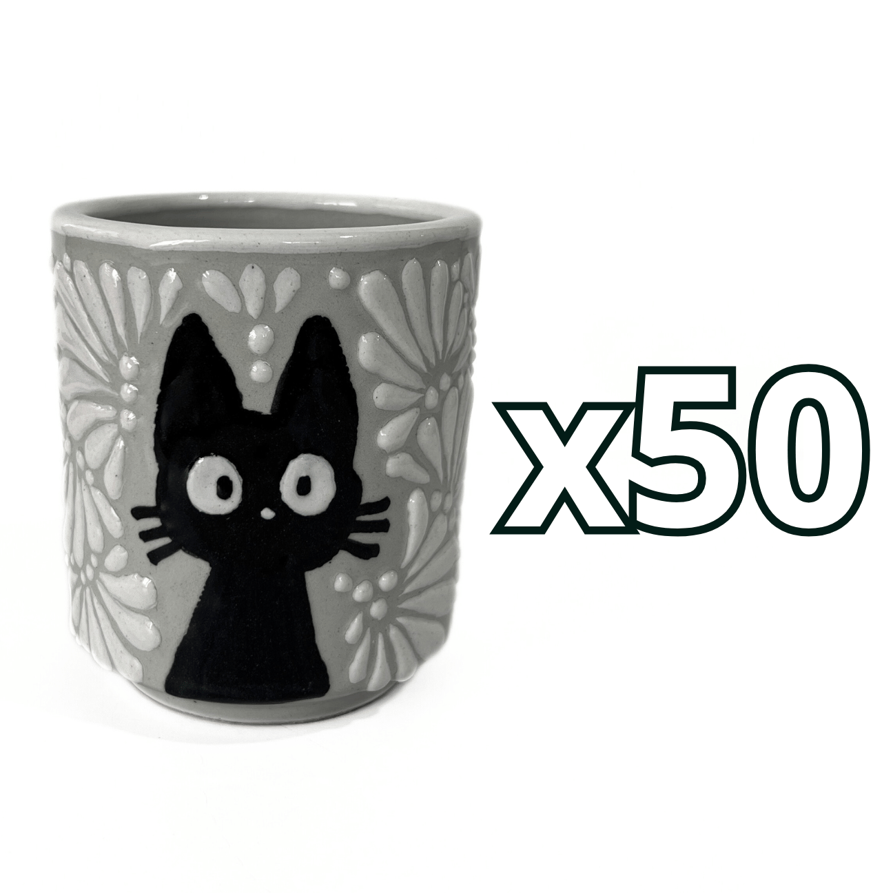 TAZA RECTA ESTANDAR FONDO TRADICIONAL MIK NEGRO GATO NEGRO