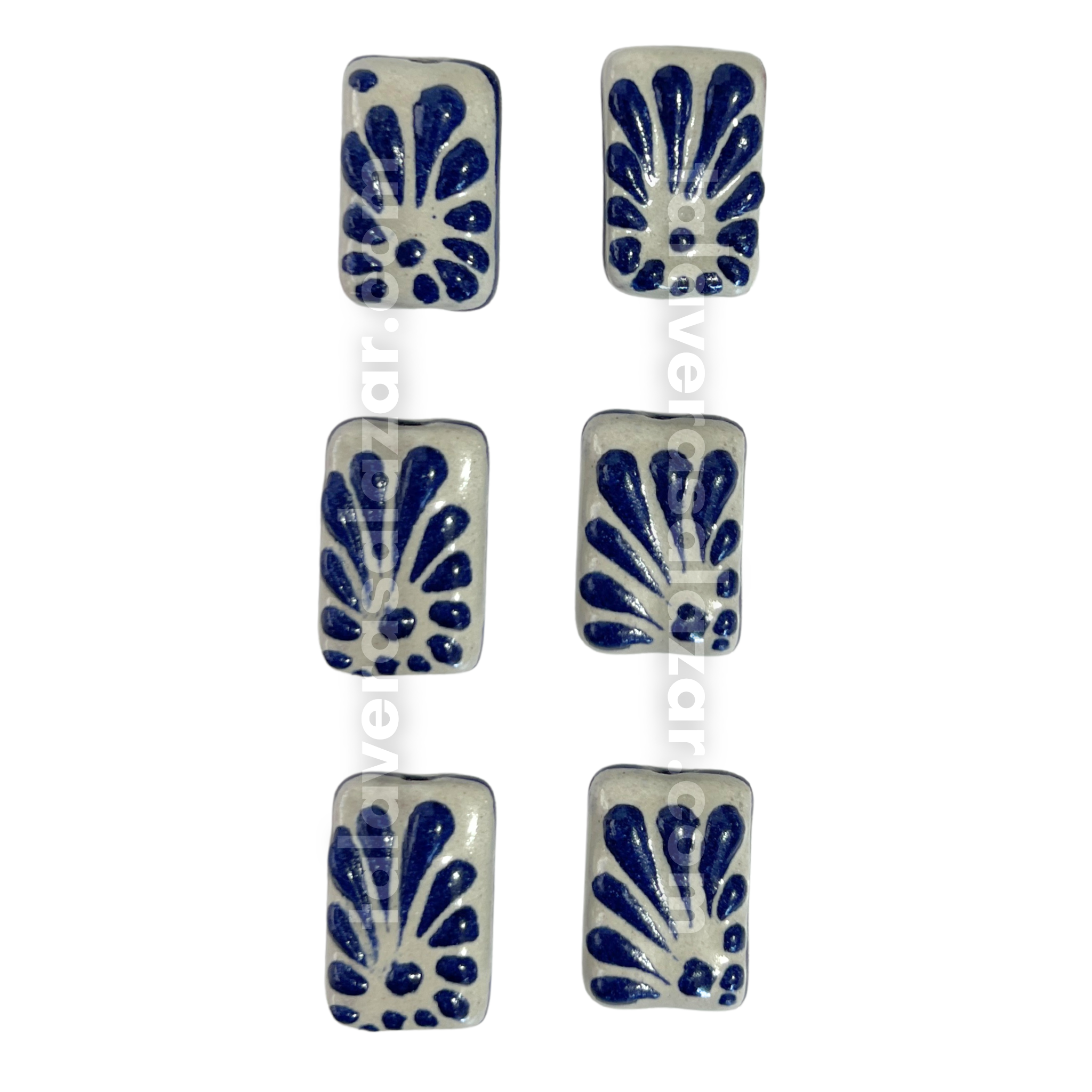 RECTANGULO PLANO 2 CM X 1.5 CM FONDO TRADICIONAL DECORADO AZUL COBALTO