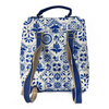 MOCHILA CON BROCHE COLOR AZUL COBALTO ESTILO TALAVERA CON LLAVERO AZUL COBALTO