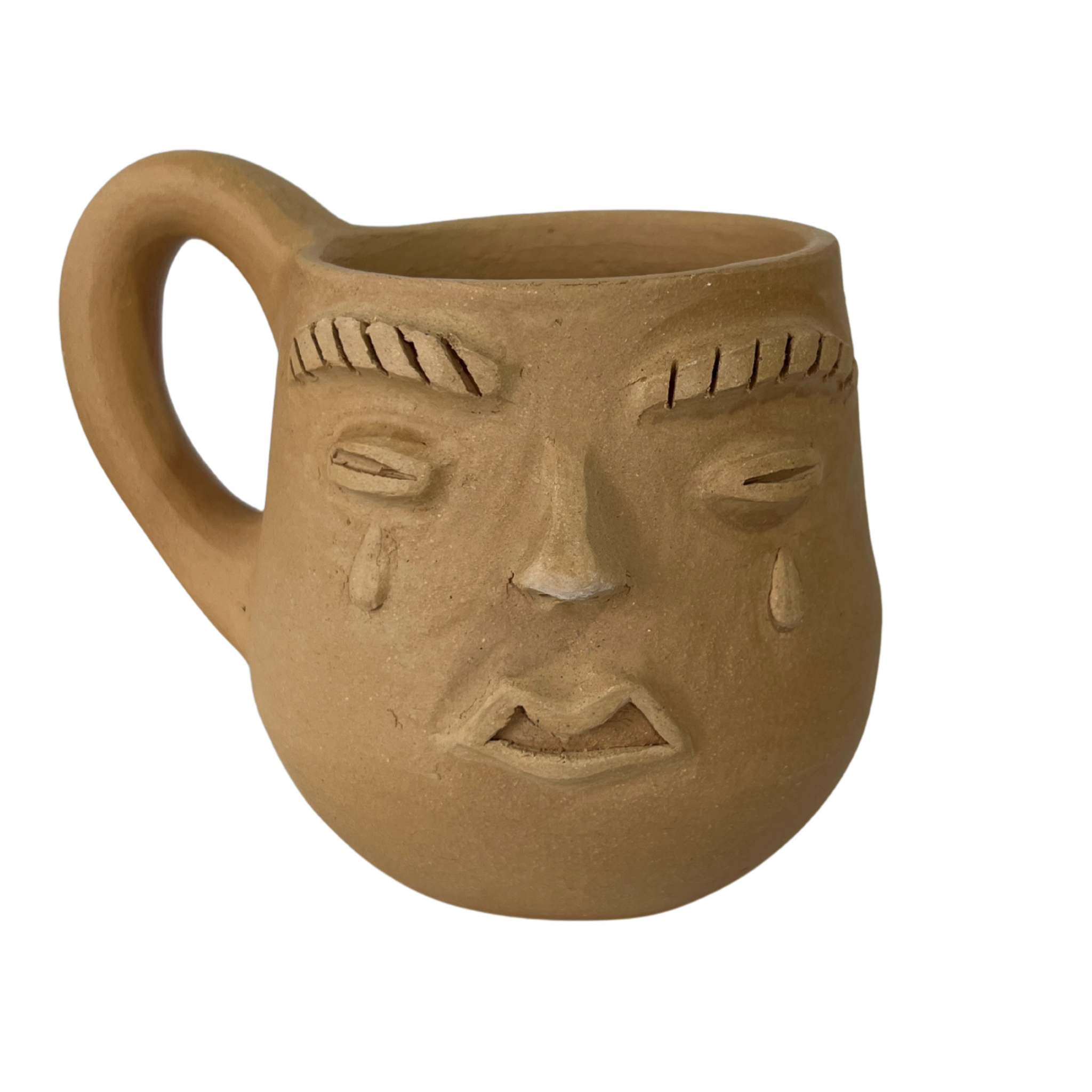 TAZA BARRO BLANCO CARITA LAGRIMAS