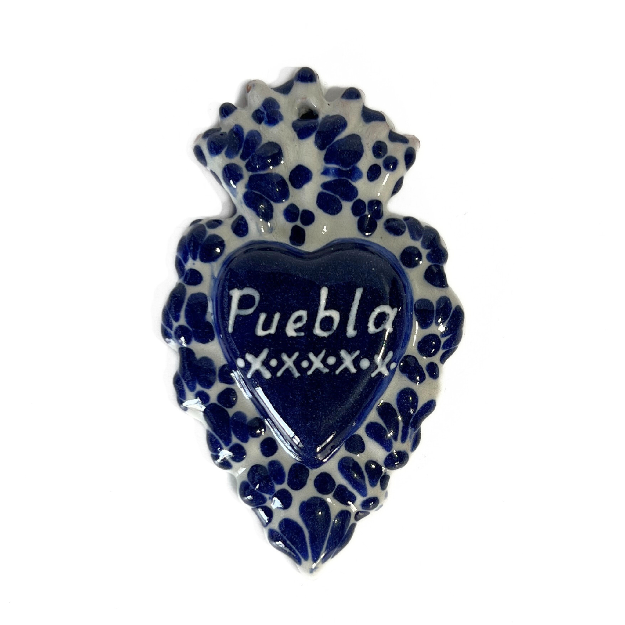 SAGRADO CORAZON DIJE MILAGRITO AZUL COBALTO PUEBLA