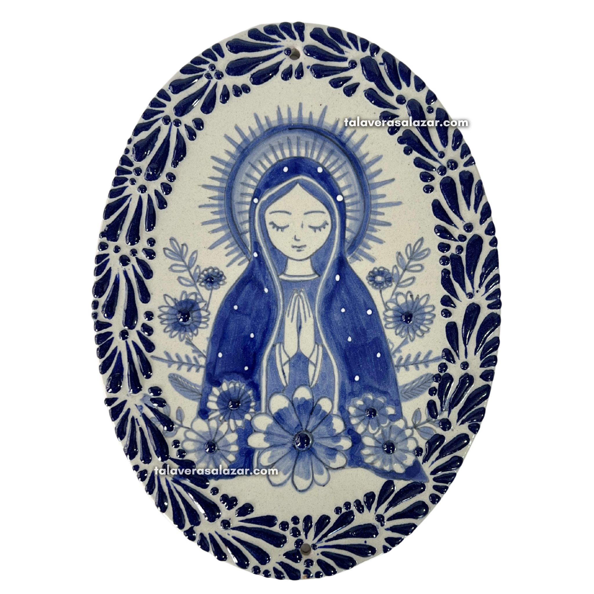 PLACA OVALADA 24 CM VIRGENCITA AZUL MIK AZUL COBALTO VERSION AZUL