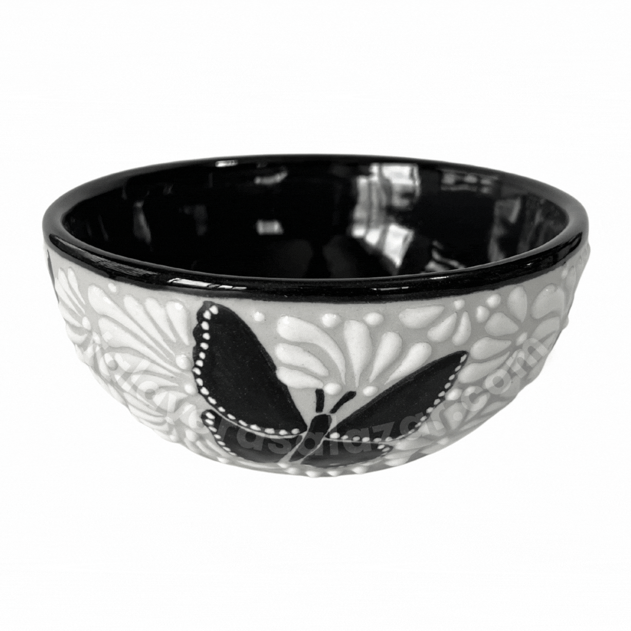 TAZON 15 CM FONDO TRADICIONAL MIK BLANCO ORILLA NEGRO MARIPOSAS NEGRAS