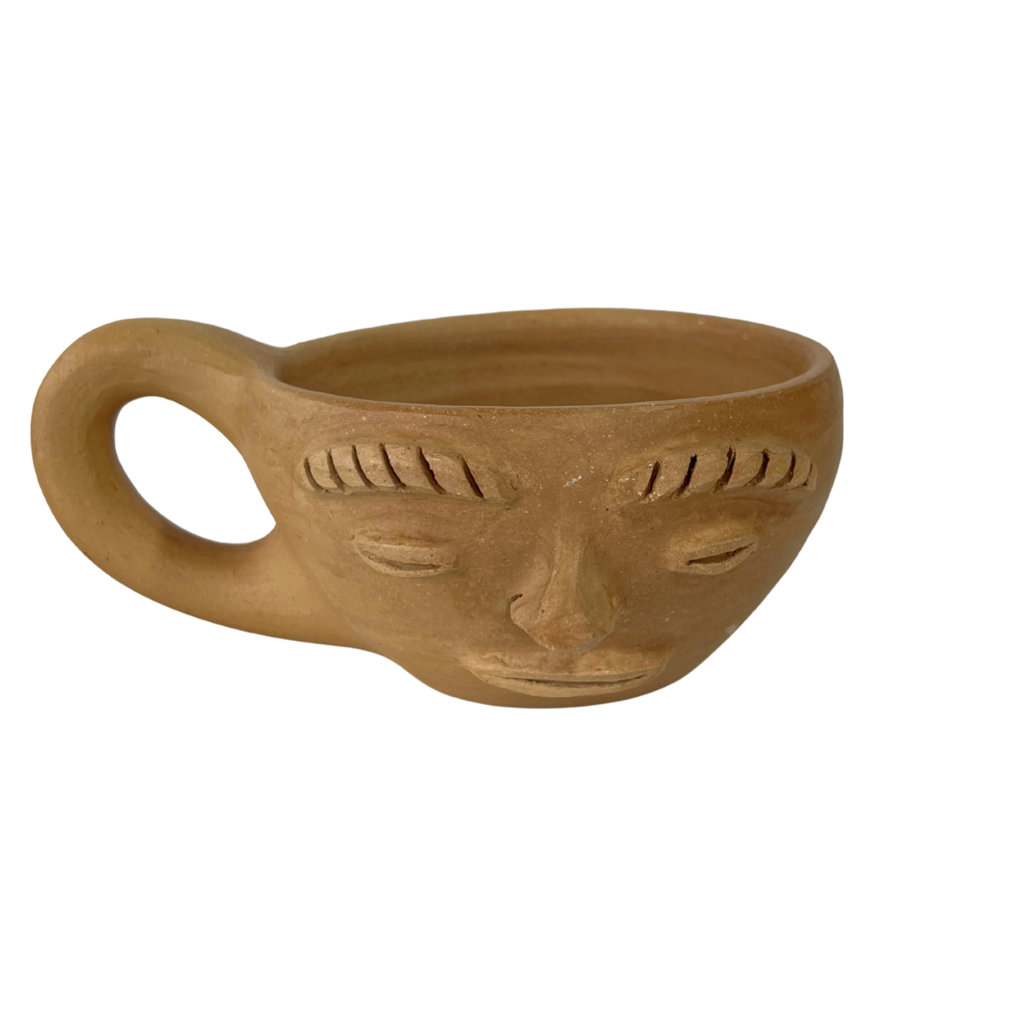 TAZA REDONDA CARITA BARRO BLANCO
