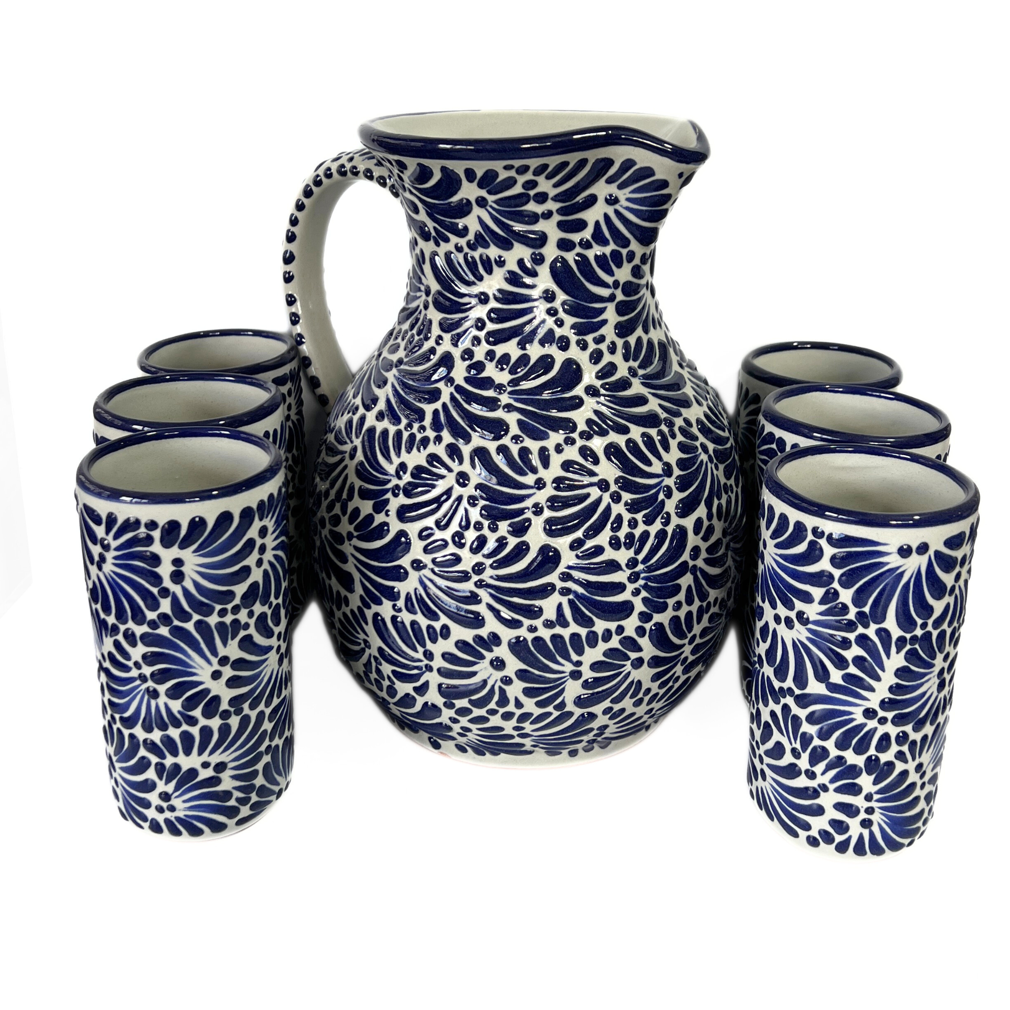JUEGO DE JARRA CON 6 VASOS FONDO TRADICIONAL MIK AZUL