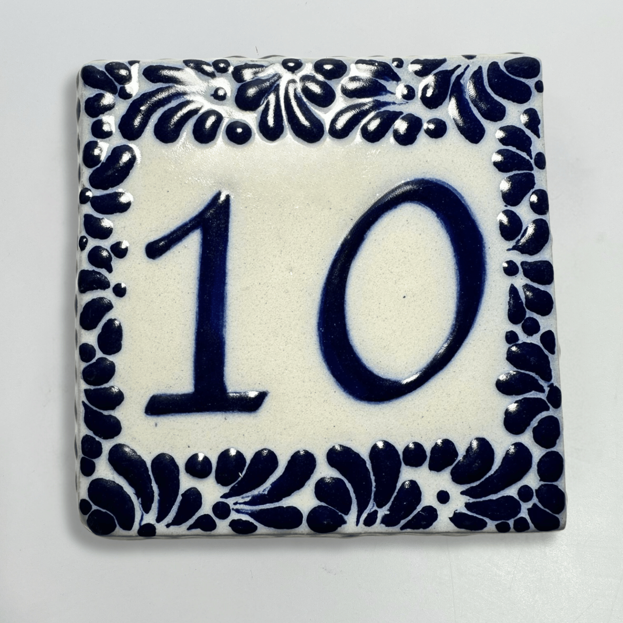 MOSAICO 10 CM NUMERO 10 PARA EXTERIOR FONDO TRADICIONAL MIK CENEFA AZUL COBALTO