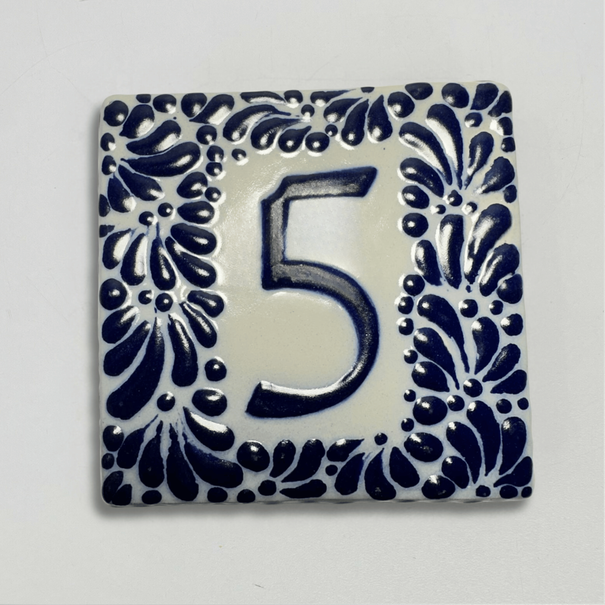 MOSAICO 10 CM NUMERO 5 PARA EXTERIOR FONDO TRADICIONAL MIK CENEFA AZUL COBALTO