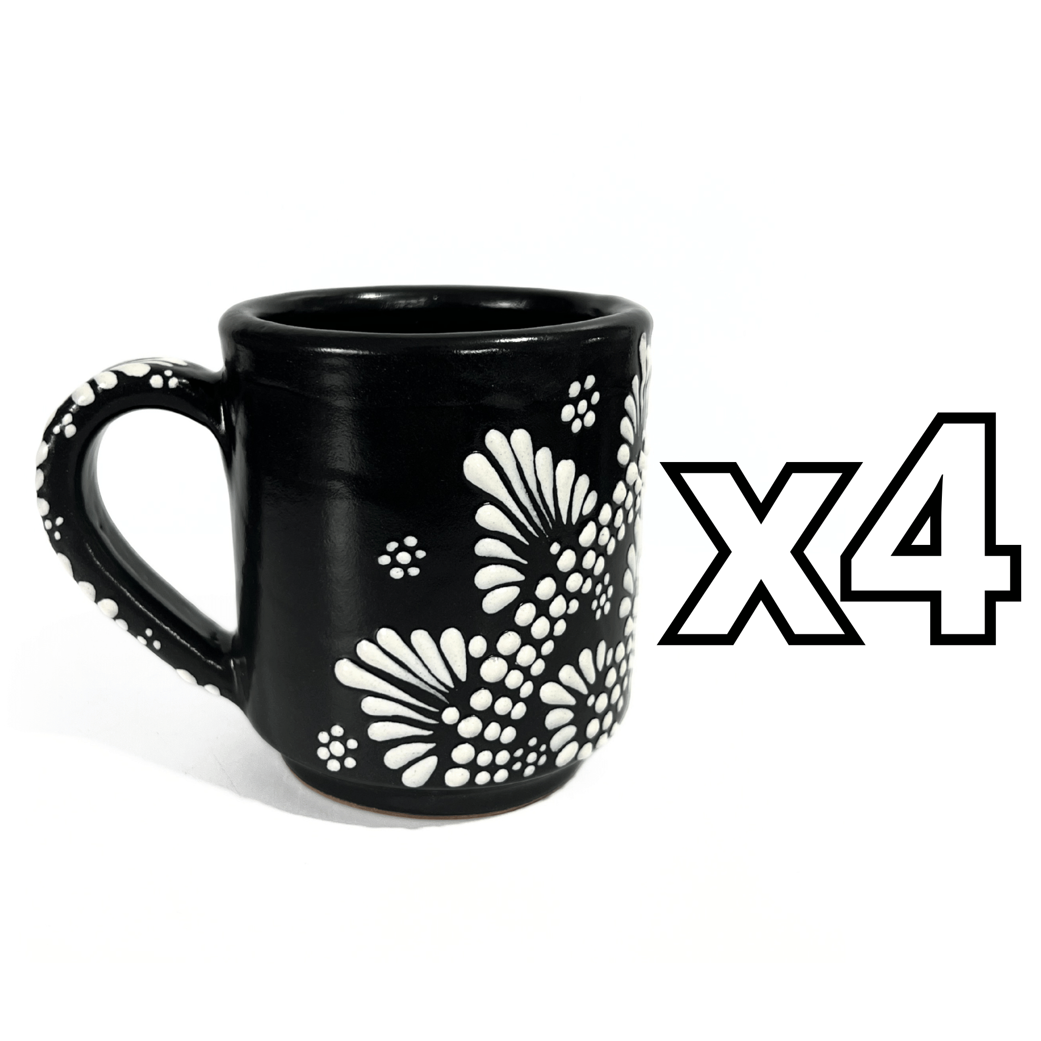 TAZA RECTA ESTANDAR FONDO NEGRO CENEFA MANDALA BLANCO