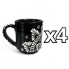 TAZA RECTA ESTANDAR FONDO NEGRO CENEFA MANDALA BLANCO