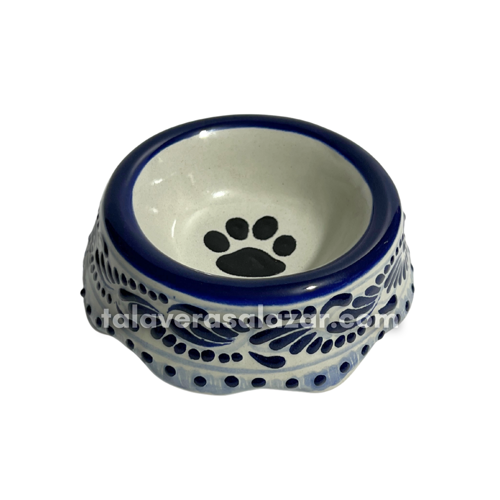 TAZON PARA MASCOTA CHICO FONDO TRADICIONAL CENEFA AZUL COBALTO