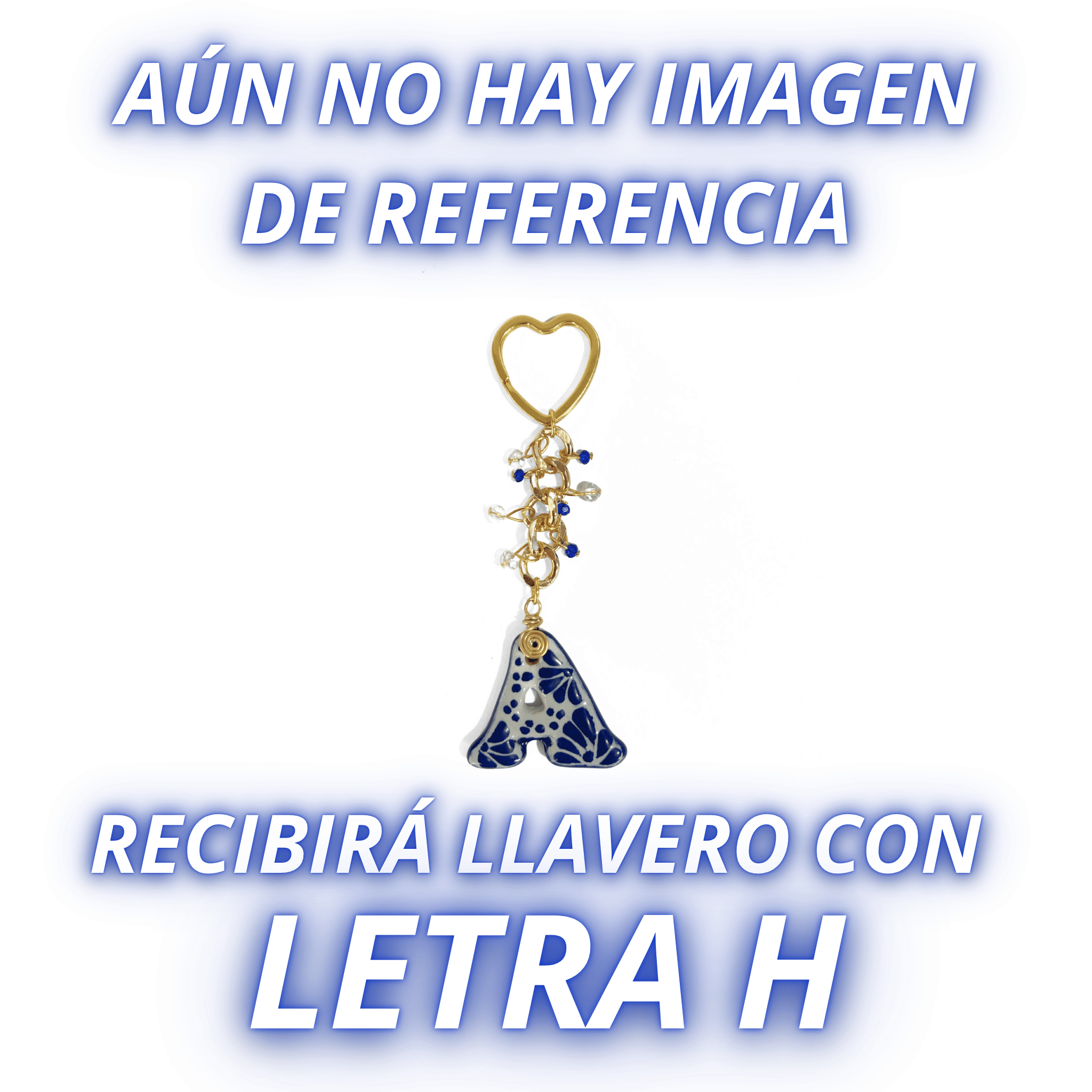 LLAVERO INICIAL AZUL COBALTO CON CRISTAL CORTADO