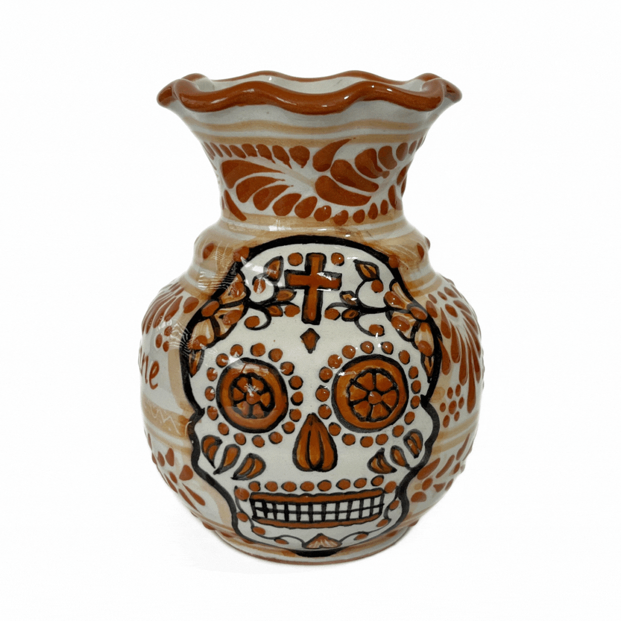 FLORERO ONDAS 15 CM 8 CARACTERES FONDO TRADICIONAL CENEFA TERRACOTA CALAVERA
