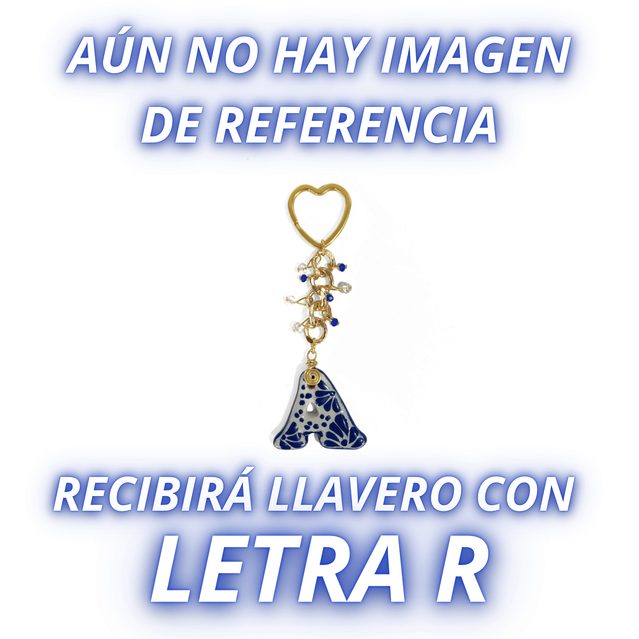 LLAVERO INICIAL AZUL COBALTO CON CRISTAL CORTADO